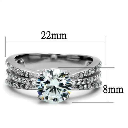 Jewellery Kingdom Stainless Steel Cubic Zirconia Silver Triple Row Ladies 2CT Ring - Jewelry Rings - British D'sire