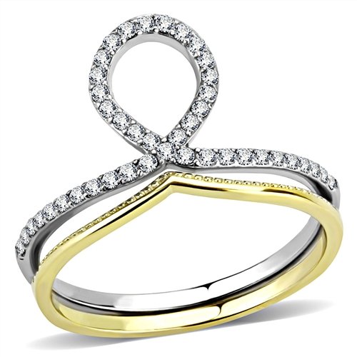 Jewellery Kingdom Stainless Steel Elegant Ladies Ring Set Bands (Gold & Silver) - Jewelry Rings - British D'sire