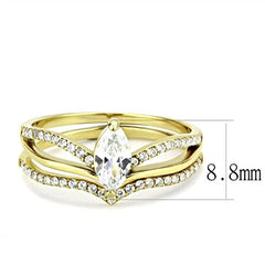 Jewellery Kingdom Stainless Steel Marquise Engagement Wedding Ladies Band Ring Set (Gold) - Jewelry Rings - British D'sire