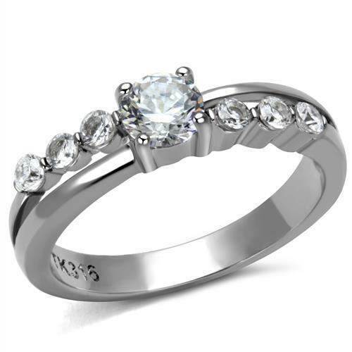 Jewellery Kingdom Stainless Steel Pretty Ladies Cubic Zirconia Ladies Ring (Silver) - Jewelry Rings - British D'sire