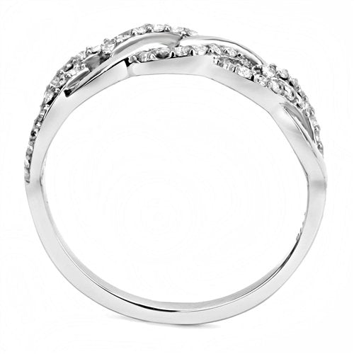 Jewellery Kingdom Stainless Steel Silver Pretty Elegant Ladies Cubic Zirconia Band Ring - Jewelry Rings - British D'sire