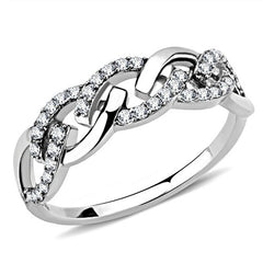 Jewellery Kingdom Stainless Steel Silver Pretty Elegant Ladies Cubic Zirconia Band Ring - Jewelry Rings - British D'sire