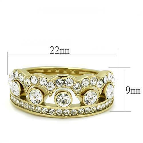 Jewellery Kingdom Steel Bezel Ladies Stacking Wedding Band Ring Set (Gold) - Rings - British D'sire