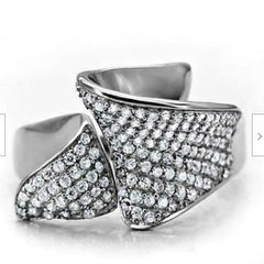 Jewellery Kingdom Sterling Micro Pave Pretty Elegant stamped Ladies Cubic Zirconia Ring (Silver) - Jewelry Rings - British D'sire