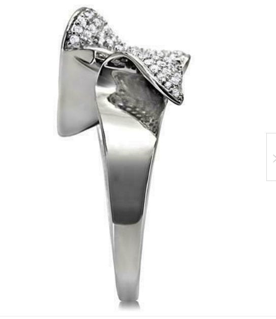 Jewellery Kingdom Sterling Micro Pave Pretty Elegant stamped Ladies Cubic Zirconia Ring (Silver) - Jewelry Rings - British D'sire