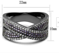 Jewellery Kingdom Sterling Silver CZ Crossover Purple Stamped Ladies Amethyst Ring Band - Jewelry Rings - British D'sire