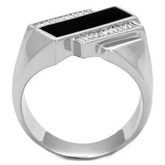 Jewellery Kingdom Sterling Silver Pinky Black Jet Pave Stamped Handmade Mens Signet Ring - Mens Fine Jewellery - British D'sire