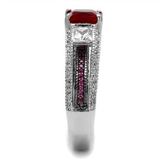 Jewellery Kingdom Sterling Silver Princess Cut Sapphire Three Stone Cz 4 Ct Ladies Ruby Ring - Jewelry Rings - British D'sire