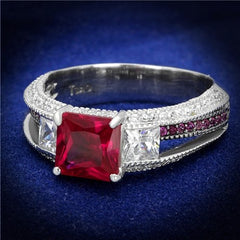 Jewellery Kingdom Sterling Silver Princess Cut Sapphire Three Stone Cz 4 Ct Ladies Ruby Ring - Jewelry Rings - British D'sire