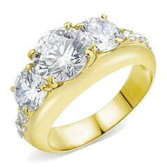 Jewellery Kingdom Three Stone Accents Anniversary 3CT Steel Sparkling Ladies Gold Ring - Jewelry Rings - British D'sire