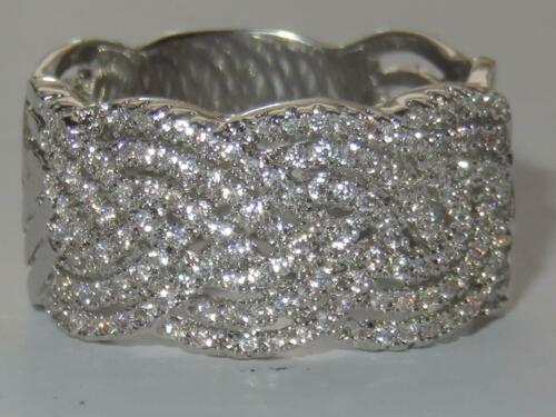 Jewellery Kingdom Weave Cubic Zirconia Wide Rhodium Sparkling Ladies Band Ring (Silver) - Jewelry Rings - British D'sire