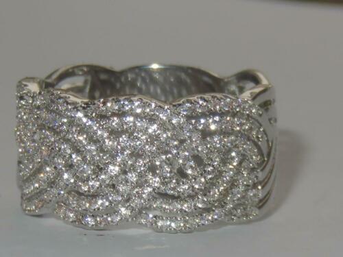 Jewellery Kingdom Weave Cubic Zirconia Wide Rhodium Sparkling Ladies Band Ring (Silver) - Jewelry Rings - British D'sire