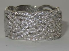 Jewellery Kingdom Weave Cubic Zirconia Wide Rhodium Sparkling Ladies Band Ring (Silver) - Jewelry Rings - British D'sire