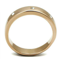 Jewellery Kingdom Wedding Band 5mm Cubic Zirconia Stainless Steel Studded Ring (Gold) - Engagement Rings - British D'sire