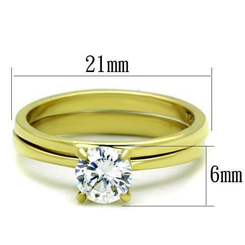 Jewellery Kingdom Wedding Band Ladies Steel Bridal Engagement Ring Set (Gold) - Jewelry Rings - British D'sire