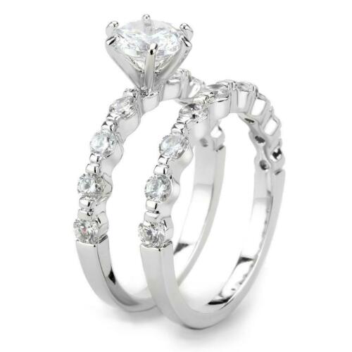 Jewellery Kingdom Wedding Engagement Band Set Rhodium Ring (Silver) - Rings - British D'sire