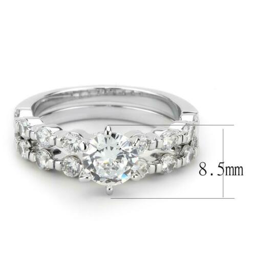 Jewellery Kingdom Wedding Engagement Band Set Rhodium Ring (Silver) - Rings - British D'sire