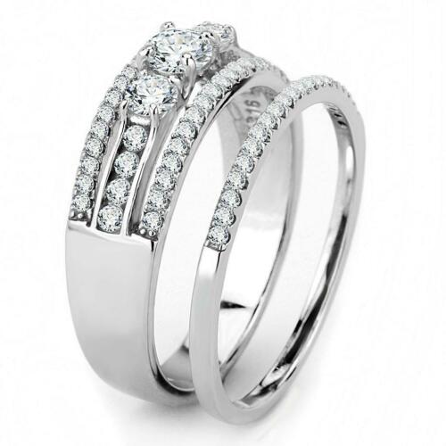 Jewellery Kingdom Wedding Engagement Band Set Simulated Diamonds Ring (Silver) - Rings - British D'sire