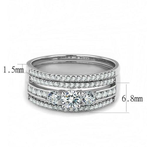 Jewellery Kingdom Wedding Engagement Band Set Simulated Diamonds Ring (Silver) - Rings - British D'sire