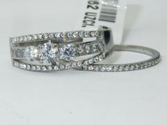 Jewellery Kingdom Wedding Engagement Band Set Simulated Diamonds Ring (Silver) - Rings - British D'sire