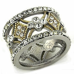 Jewellery Kingdom Wide Sterling Silver Full Eternity 18KT Ladies Gold Silver Band Ring - Jewelry Rings - British D'sire