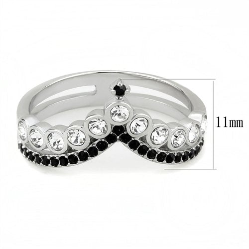 Jewellery Kingdom Wishbone Bezel Cubic Zirconia Ladies Ring (Black) - Jewelry Rings - British D'sire