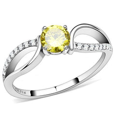 Jewellery Kingdom Yellow Solitaire 2 CT Cubic Zirconia Stainless Steel Ladies Citrine Ring (Silver) - Jewelry Rings - British D'sire