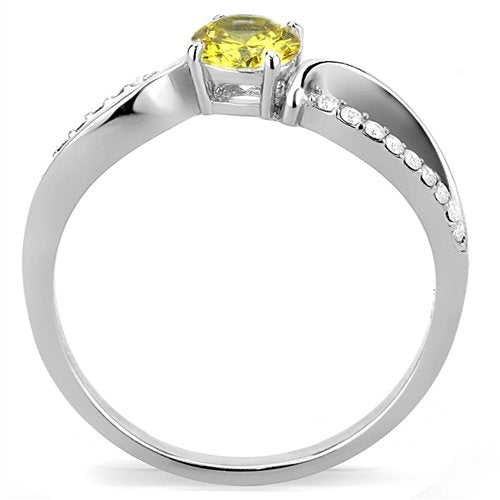 Jewellery Kingdom Yellow Solitaire 2 CT Cubic Zirconia Stainless Steel Ladies Citrine Ring (Silver) - Jewelry Rings - British D'sire