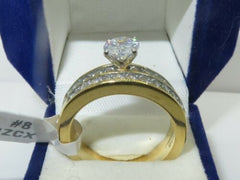 Ladies Bridal Wedding Engagement Band Set Solitaire Channel 18K Ring (Gold) - Jewelry Rings - British D'sire