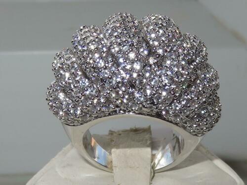 Ladies Cocktail Pave Set Rhodium Statement Chunky Dome Sparkle Ring (Silver) - Jewelry Rings - British D'sire