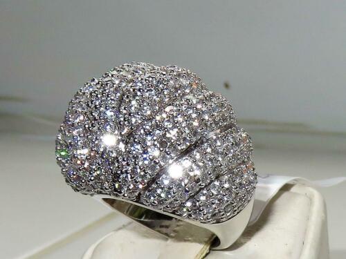 Ladies Cocktail Pave Set Rhodium Statement Chunky Dome Sparkle Ring (Silver) - Jewelry Rings - British D'sire