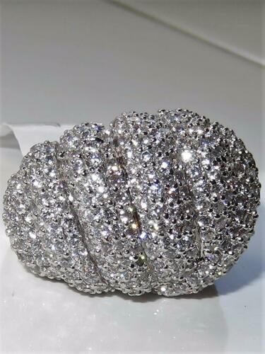 Ladies Cocktail Pave Set Rhodium Statement Chunky Dome Sparkle Ring (Silver) - Jewelry Rings - British D'sire