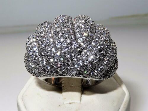 Ladies Cocktail Pave Set Rhodium Statement Chunky Dome Sparkle Ring (Silver) - Jewelry Rings - British D'sire