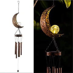 lifemet Wind Chimes Solar Lights - Powered LED Moon Night lights outdoor Garden Waterproof Metal Windbell Chime Light Lamp for Patio Deck Lawns Yard Patio - British D'sire