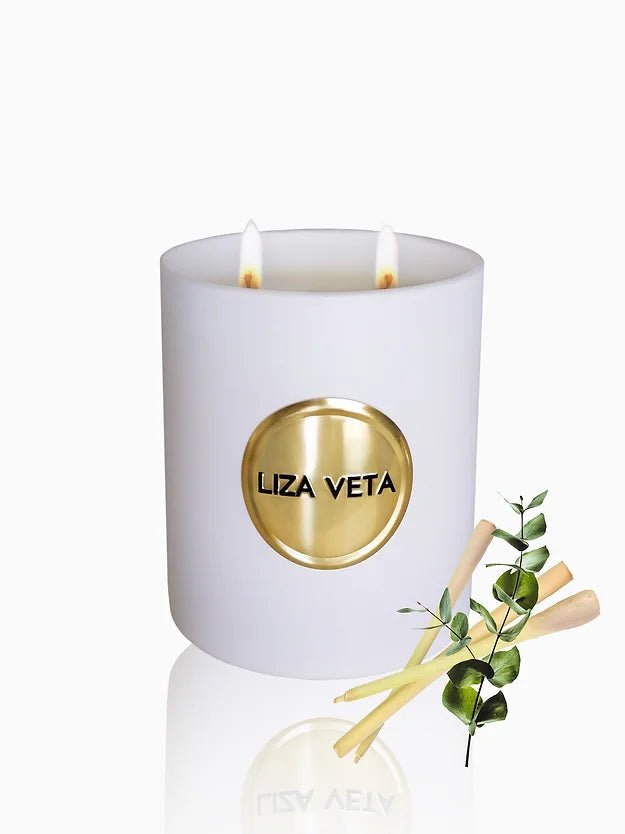 Liza Veta Eucalyptus & Lemongrass Scented Candle - Candles & Lanterns - British D'sire