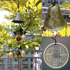 Lucky Wind Chimes Fengshui Bell Copper Alloy Dragon Bell 6 Bells Hanging Wind Bell for Home Garden Hanging Good Luck Blessing - British D'sire