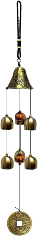 Lucky Wind Chimes Fengshui Bell Copper Alloy Dragon Bell 6 Bells Hanging Wind Bell for Home Garden Hanging Good Luck Blessing - British D'sire