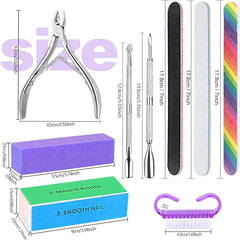 Manicure Nail File Kit-3Pcs Double Sided Nail File, Rectangular Nail Buffer, 4 Step Buffing Block, 3Pcs Cuticle Clipper & Pusher, and Nail Brush, Complete Nail Kit with Buffer for Salon Nail Art - British D'sire