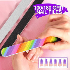 Manicure Nail File Kit-3Pcs Double Sided Nail File, Rectangular Nail Buffer, 4 Step Buffing Block, 3Pcs Cuticle Clipper & Pusher, and Nail Brush, Complete Nail Kit with Buffer for Salon Nail Art - British D'sire