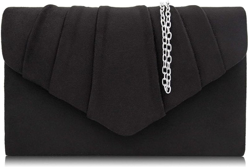 Milisente Women Clutch Bag Suede Pleated Envelope Bag Stylish Evening Bag - Women's Totes & Shoulder Bags - British D'sire