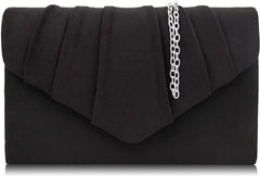 Milisente Women Clutch Bag Suede Pleated Envelope Bag Stylish Evening Bag - Women's Totes & Shoulder Bags - British D'sire