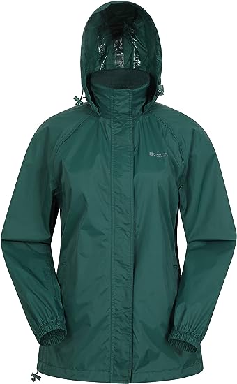 Mountain Warehouse Pakka Womens Waterproof Packable Jacket - Foldaway Hood Jacket, Ladies Coat, Lightweight Rain Jacket - for Autumn, Walking, Travelling - British D'sire