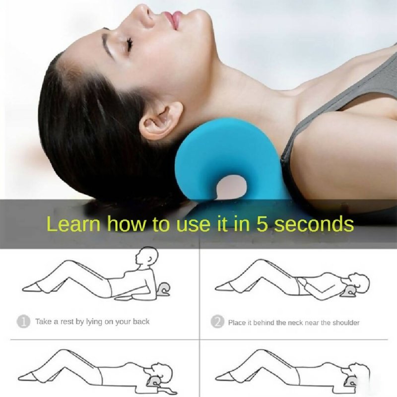 Neck Shoulder Stretcher Relaxer Cervical Chiropractic Traction Device Pillow(Blue) - Traction Device Pillow - British D'sire