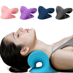 Neck Shoulder Stretcher Relaxer Cervical Chiropractic Traction Device Pillow(Blue) - Traction Device Pillow - British D'sire