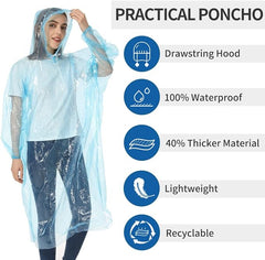 Opret Disposable Rain Ponchos, 5/10 pcs Emergency Raincoats Waterproof Ponchos Lightweight for Men and Women with Hood and Sleeves - British D'sire