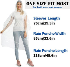 Opret Disposable Rain Ponchos, 5/10 pcs Emergency Raincoats Waterproof Ponchos Lightweight for Men and Women with Hood and Sleeves - British D'sire