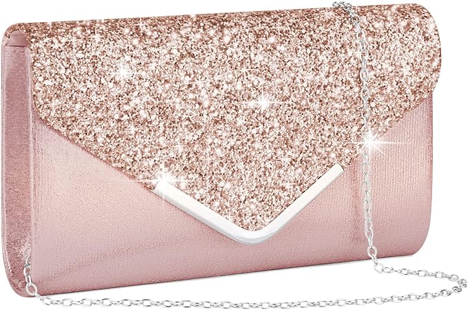 OSDUE Women Clutch Bag | Glitter Envelope Clutch Bag With Detachable Chain Strap | Evening Clutch for Ladies | Evening Bag - Women's bags and pouches - British D'sire