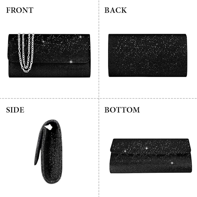 OSDUE Women Clutch Bag | Glitter Envelope Clutch Bag With Detachable Chain Strap | Evening Clutch for Ladies | Evening Bag - Women's bags and pouches - British D'sire