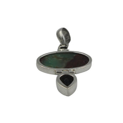 Oval-Shaped Serpentine Handcrafted Statement Pendant Accent with a Faceted Smoky Quartz - Necklaces & Pendants - British D'sire