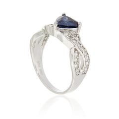 Pearlz Gallery 925 Rhodium Tanzanite CZ Ladies Round 7mm & 1.4mm Ring - Jewelry Rings - British D'sire